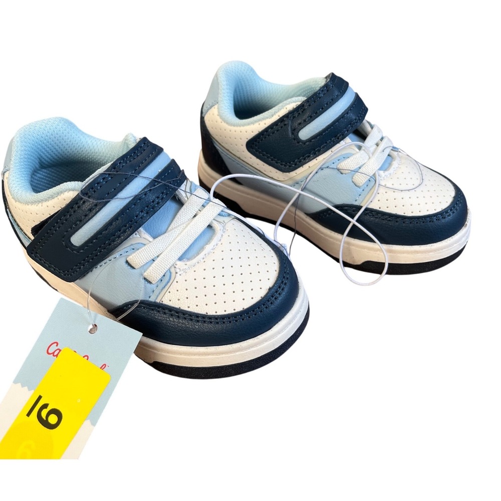 Cat & Jack Toddler Hudson Sneakers Blue White Hook and Loop Size 6‎ NEW